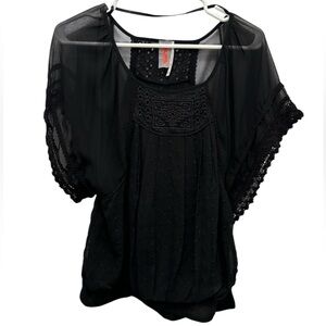 Free People Black Sheer Blouse